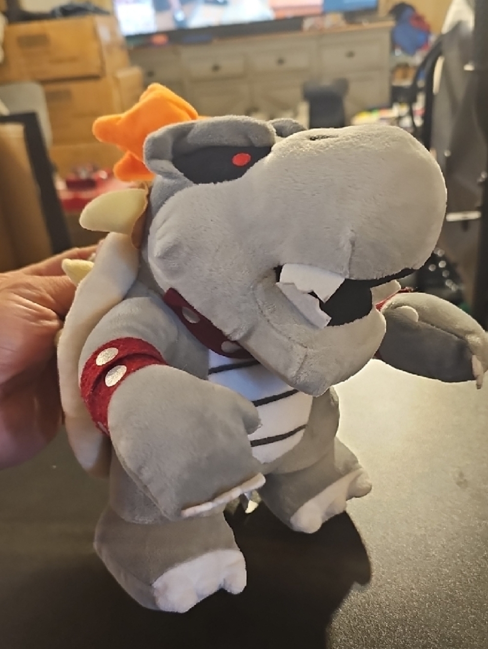 Bowser Plush Toy - Gray Kids Plush with Orange Shell Spikes - Picture 3 of 6